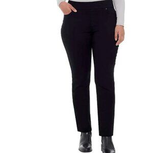 Up! Women's Black Straight-leg Slim-fit Slip-on Pants (Size 16)